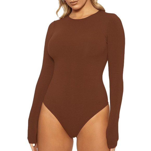 Naked Wardrobe SNATCHED GOALS BODYSUIT Chocolate - Picture 1 of 5